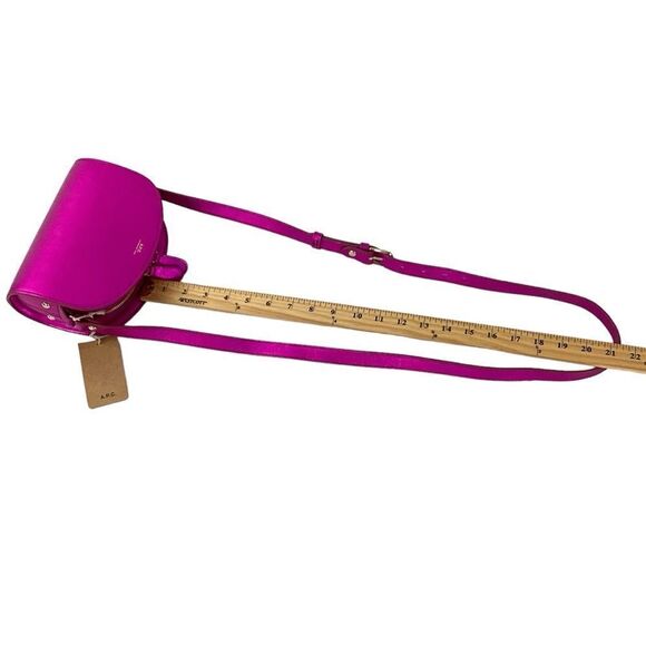 A.P.C Demi Lune Mini Bag Fuchsia Crossbody Purse Metallic Pink Leather - Picture 11 of 14